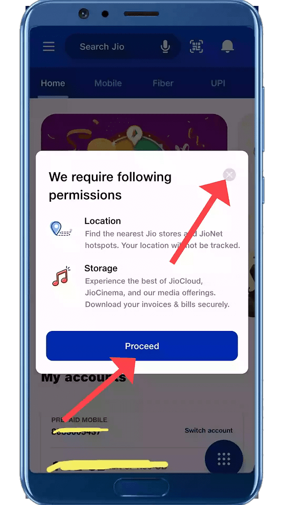 My Jio App Asking for permission. 