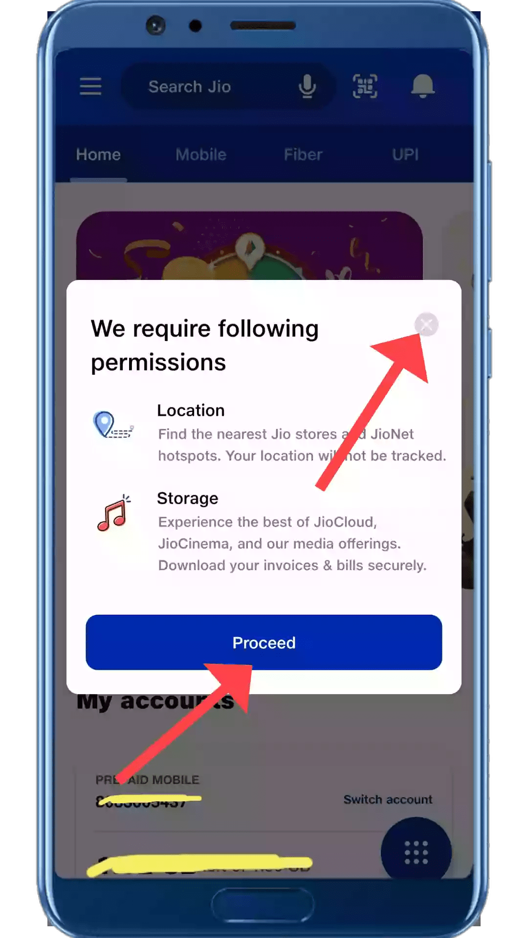 My Jio App Asking for permission.