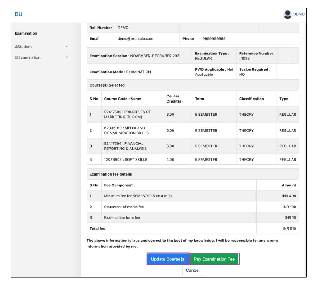 How To Fill Delhi University - DU Examination Form (Regular and Improvement courses)