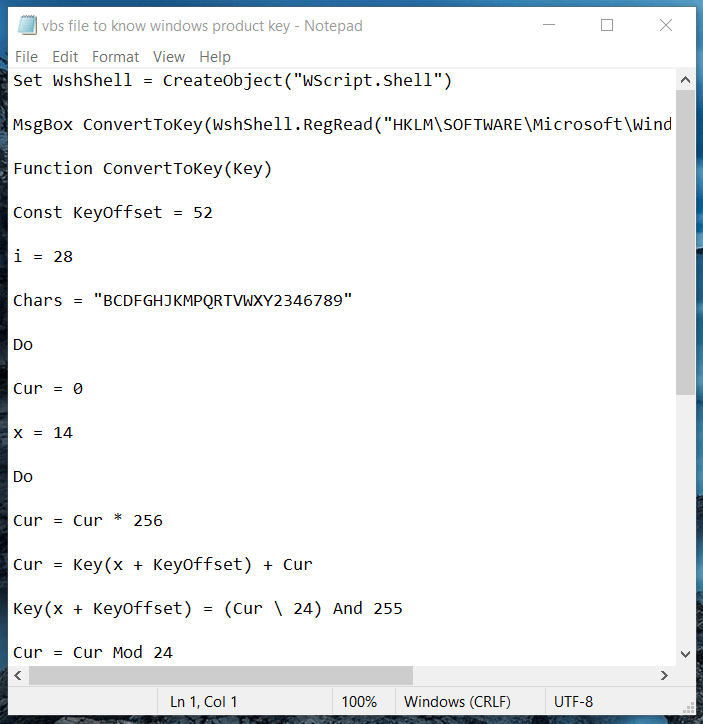 How to Find Windows Product Key Installed in your PC using Notepad